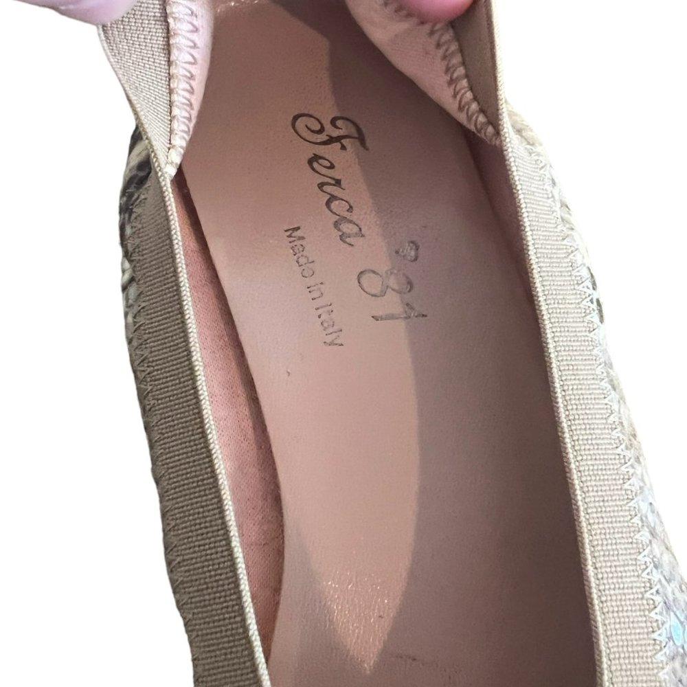 Women's Ferca 81 Snakeskin Italian‎ Ballet Flats Size 37 - Picture 2 of 3